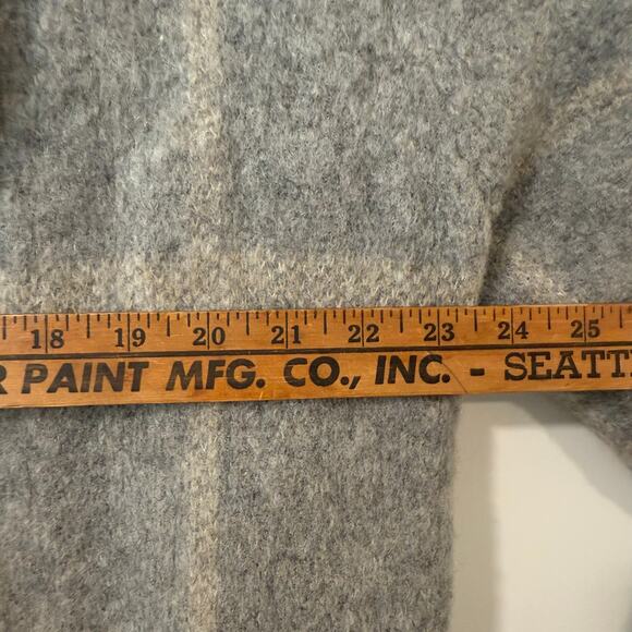 Eileen Fisher Windowpane-Check Shawl-Collar Coat Long Cardigan Grey Wool Mohair - Picture 7 of 9